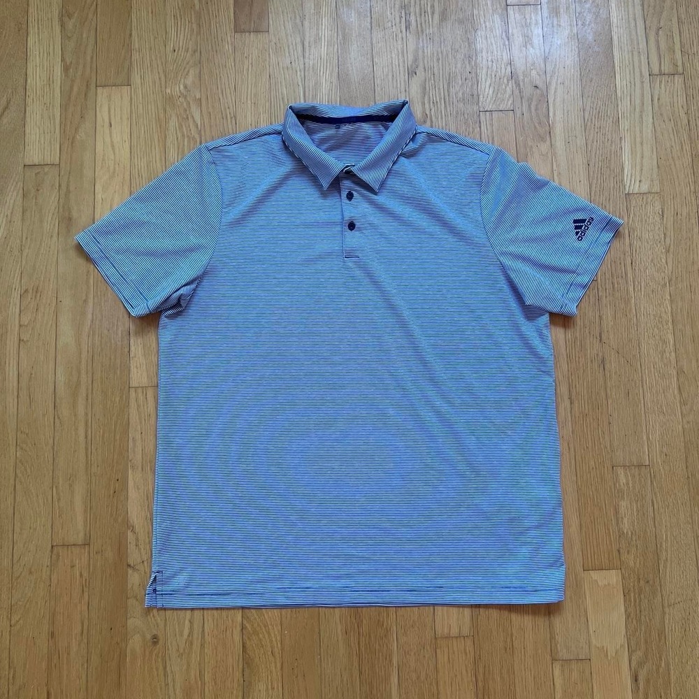 Adidas Golf polo shirt in blue & white stripes, Men's XL